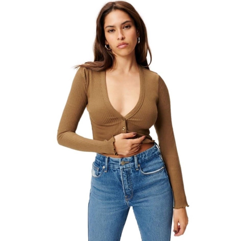 Good American Ribbed Cardigan Size L
